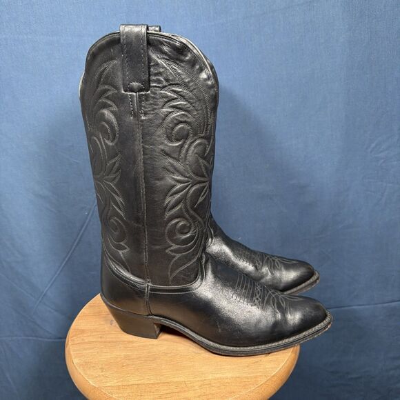 Vintage ACME Western Cowboy Boots Black Men\'s Size 9.5 EXTRA WIDE